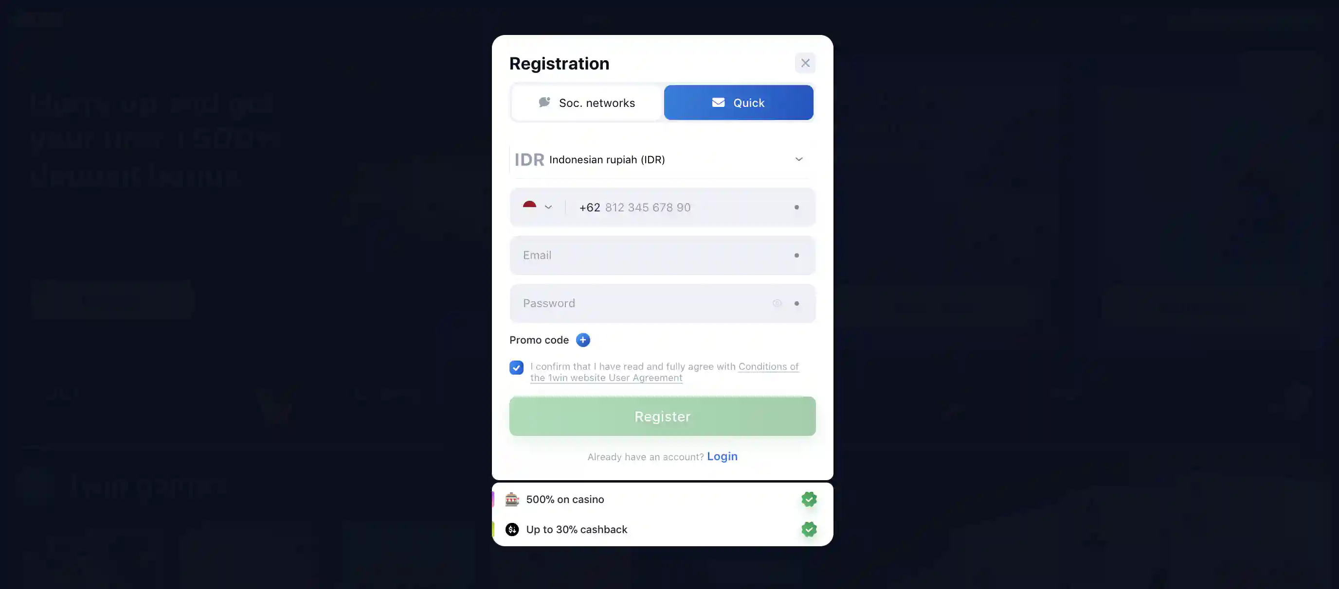 Langkah demi Langkah Proses Registrasi 1win